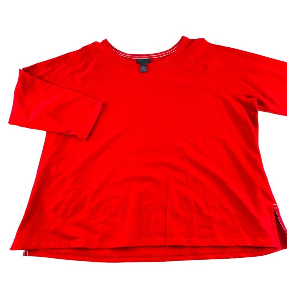 Avenue‎ Comfort Fit Red 3/4 Sleeve Shirt Size 30/32 Pullover Knit